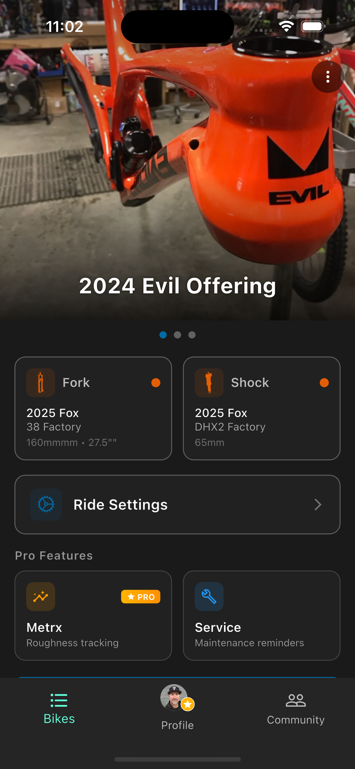 Evil Offering bike settings